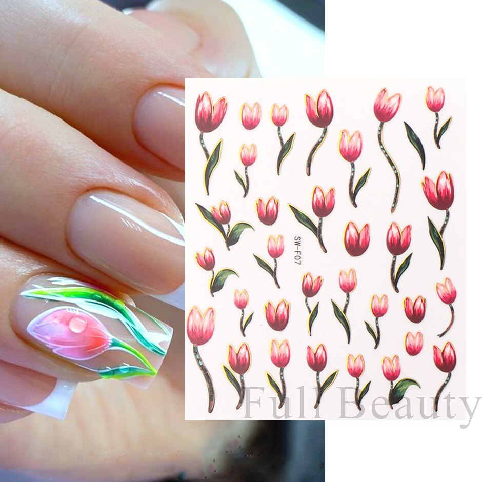 Tulip nails, Floral nails, Nail art designs